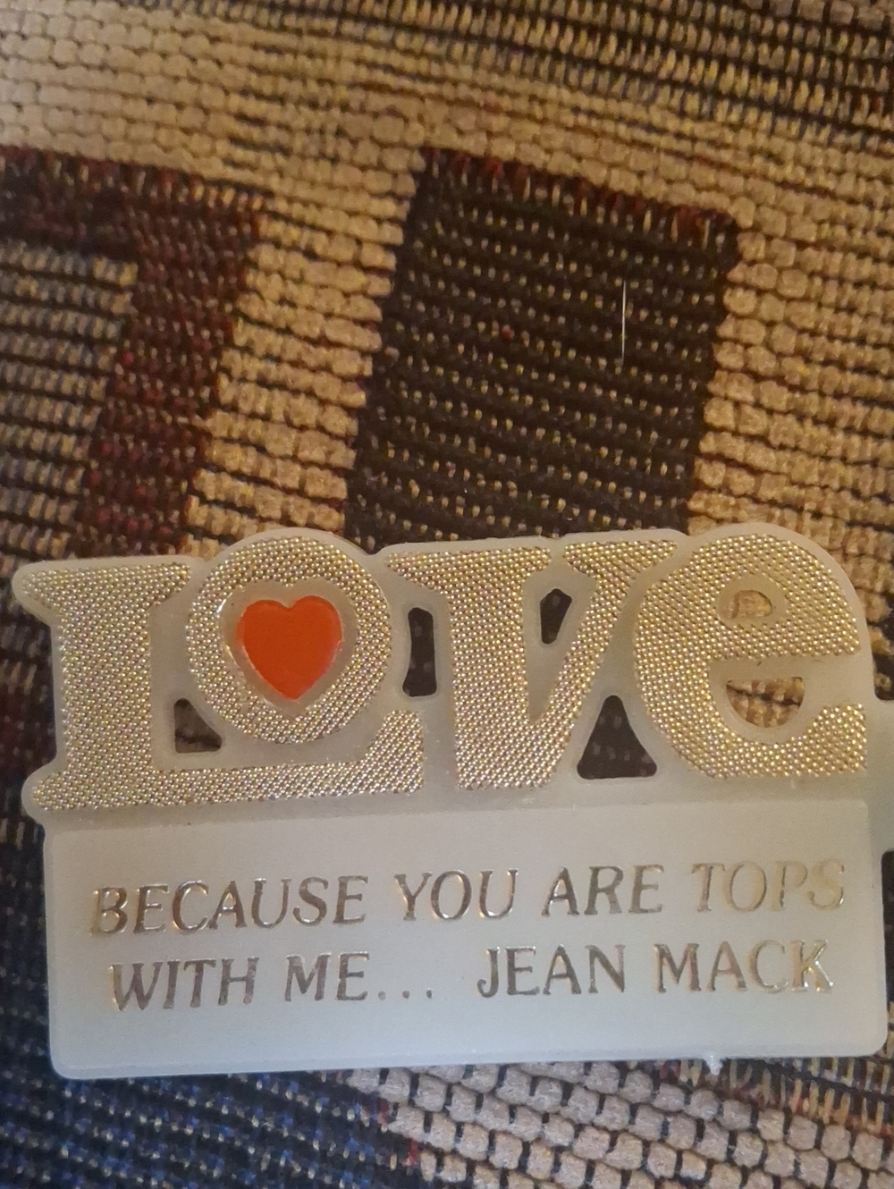Love White Key Chain Red Heart Accent Tops Jean Mack Vintage